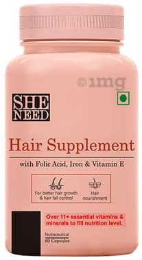SheNeed Hair Supplement with Folic Acid, Iron & Vitamin E | Capsule